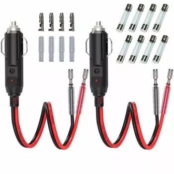 2 шт. автомобильный прикуриватель 28 см 12 В/24 В автомобильный удлинитель гнезда прикуривателя для холодильников с 8 стеклянными предохранителями