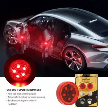 2 шт. Автомобильный светодиодный фонарь для открывания двери, предупреждающий о столкновении, мигающий свет, красные стробоскопические лампы, беспроводная сигнальная лампа синий