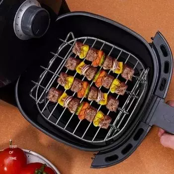 2 шт. Аксессуары для электрической фритюрницы Air Fryer из нержавеющей стали 430, двухслойная решетка для гриля, паровая решетка для фритюрницы Air Fryer