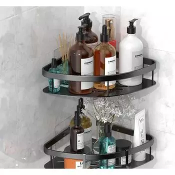 2 шт. Аксессуары для ванной комнаты Алюминиевая Сверхпрочная Самоклеящаяся Угловая Полка для Ванной Комнаты для Стены, Многофункциональный Настенный Органайзер для Ванной Комнаты,