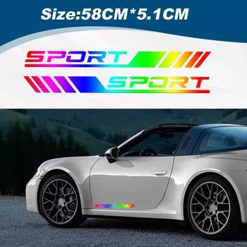 2 шт., аксессуары для внешнего декора автомобиля, спортивные наклейки для кузова автомобиля, декоративные наклейки на дверь автомобиля, эмблема, светоотражающие полосы, наклейки чёрный
