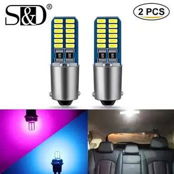 2 шт. BA9S H6W T4W светодиодная автомобильная лампа T2W T3W H5W Автомобильные фонари заднего хода Автопарковка Свет номерного знака Белый Розовый Кристалл Синий DC 12 В белый