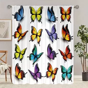 2 шт. - Бабочка - занавеска с принтом - материал полиэстер - для спальни, гостиной, кабинета, занавеска, препятствующая приватности 30inchx65inchx2Pcs