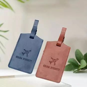 2 шт. багажная бирка для посадочного талона на самолет, толстая кожаная бирка для багажа из искусственной кожи с надписью «имя», маленькая подвеска с защитой от потери red,black