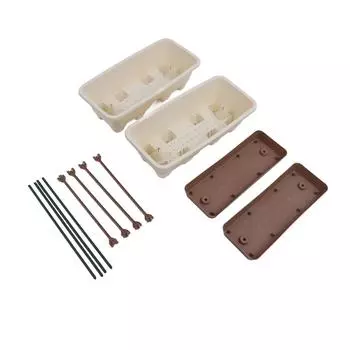 2 шт. балконный ящик для растений с решеткой в два слоя, съемным поддоном, оконный ящик для посадки трав белый