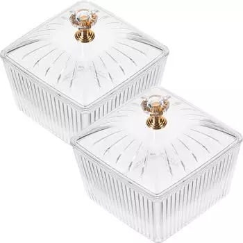 2 шт. банка для печенья, поднос для засахаренных фруктов, контейнер для хлопьев, небольшие контейнеры с крышками, прозрачные для конфет прозрачный