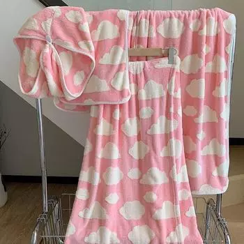 2 шт. банное полотенце очень большое длинное толстое быстросохнущее полотенце впитывающее мягкое плюшевое полотенце набор полотенец для ванной комнаты 35 * 75cm синий