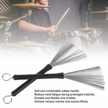 2 шт. барабанная щетка с резиновой ручкой, щетина из стальной проволоки, выдвижная портативная барабанная щетка