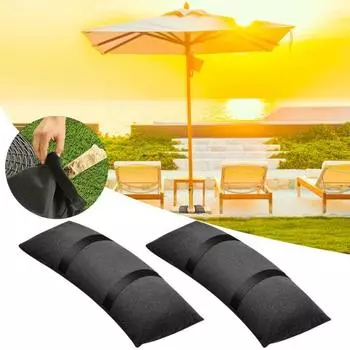 2 шт. базовые грузики для зонтов, уличные многоразовые мешки с песком, водостойкие, устойчивые к ультрафиолетовому излучению, ткань высокой плотности, мебель для патио, мешки с песком, гири чёрный