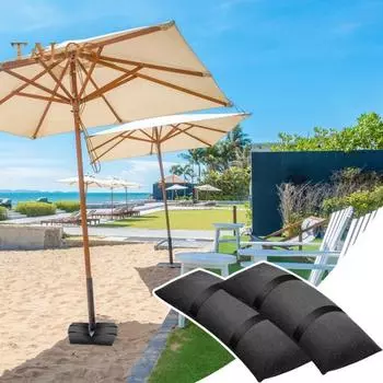 2 шт. базовые грузики для зонтов, уличные многоразовые мешки с песком, водостойкие, устойчивые к ультрафиолетовому излучению, ткань высокой плотности, мебель для патио, мешки с песком, гири чёрный