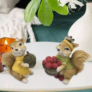 2 шт. Белка Фигурки Статуэтки Животных Украшения Скульптура для Офисного Шкафа Style A