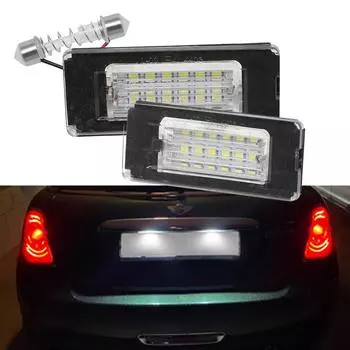 2 шт. белые 18SMD светодиодные лампы подсветки номерного знака для автомобиля Mini Cooper R56 R57 R58 R59