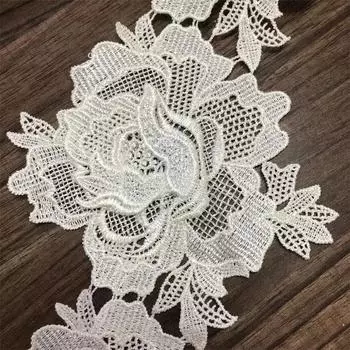 2 шт. белые красивые двухслойные стерео черные кружевные цветочные нашивки водорастворимые кружевные юбки аксессуары своими руками юбки белый