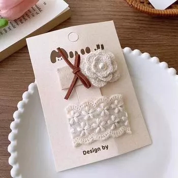 2 шт. Белые кружевные вышитые женские заколки для волос, вязаные зажимы для волос, заколки-цветы, заколки-автоматы, аксессуары для волос для девочек