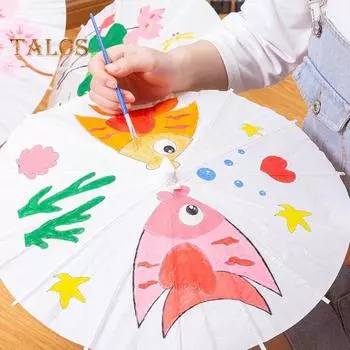 2 шт. Белый бумажный зонтик в китайском стиле своими руками поделки декоративные масляные бумажные картины зонтик с деревянной ручкой восточный зонтик сувениры для вечеринки 20 cm 2pcs