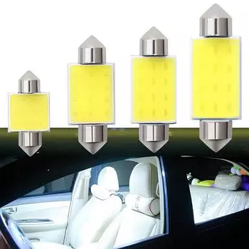 2 шт. Белый Cob 12Led Festoon Dome Lights Лампа для чтения 31 мм 36 мм 39 мм 41 мм C5W C10W Авто Светодиодная лампа для двери заднего хода Лампы на багажник DC 12V 2PCS 12SMD 36mm White
