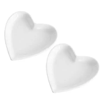 2 шт. Белый поднос для сервировки, керамические тарелки для закусок, блюдо для еды в форме сердца, керамическая посуда для закусок, десертов, обеденного стола 9.2x9cm