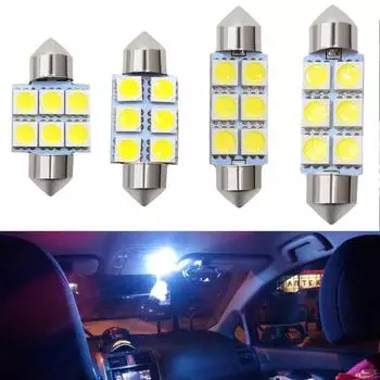 2 шт. Белый салонный купольный автомобильный светильник багажные лампы авто светодиодные 31/36/39/41 мм 12 В C5W C10W 5050 6SMD лампочка для чтения дверные фонари 2PCS 31mm белый