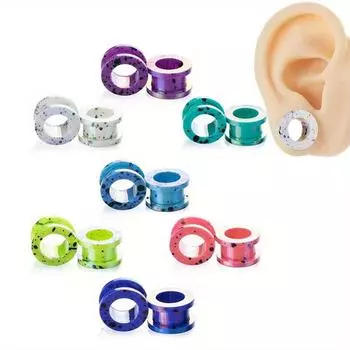 2 шт. беруши и туннели, простые акриловые многоцветные многоточечные наружные зубы, полый шкив, ювелирные изделия для пирсинга ушной раковины 2mm