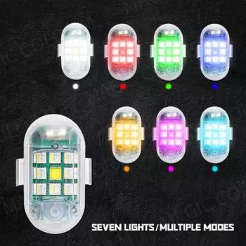 2 шт. беспроводной светодиодный стробоскопический светильник с дистанционным управлением, предупреждающая лампа, вспышка, индикатор, защита от столкновений для автомобиля, мотоцикла, дрона, круиз-контроля