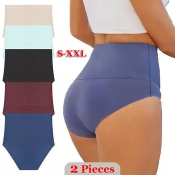 2 шт. бесшовное нижнее белье с высокой талией для плоского живота, женские вафельные трусики для живота, дышащие утягивающие трусы S-XXL S&2pcs