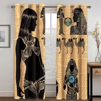 2 шт. бесшовные этнические узоры африканская ткань принт ацтекский дизайн Pod карман занавеска для гостиной спальни столовой кухни 100W130H(CM)40x51in&rod pocket