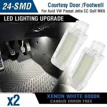 2 шт. безошибочный SMD светодиодный бардачок под дверью, подсветка для ног для Skoda Fabia Octavia VW Golf4/5/6 Tiguan Touareg белый