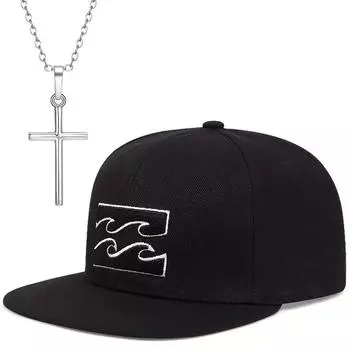 2 шт. Billabong Hundreds повседневная модная вышитая хип-хоп кепка кепка с утиным язычком крест кулон ожерелье комплект для мужчин и женщин спортивная бейсболка для пары чёрный