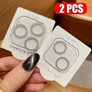 2 шт., блестящая защитная пленка для объектива камеры из закаленного стекла для iphone 15/15 Pro/15 Pro Max/14 13 12 11 ProMax Plus mini, чехол iphone 15 Plus серебряный