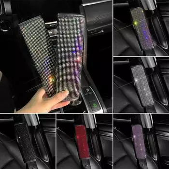 2 шт., блестящие стразы, кристаллы, универсальные накладки на ремни безопасности автомобиля, мягкие, удобные, плюшевые, накладки на плечевые ремни для автомобильной сумки, 2 шт. чёрный