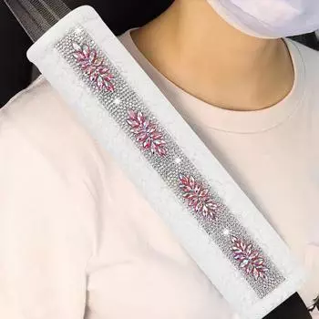 2 шт. блестящий чехол для ремня безопасности автомобиля со стразами и кристаллами, белый чехол для ремня безопасности автомобиля, наплечник, декоративные аксессуары для женщин и мужчин