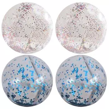 2 шт., блестящий пляжный мяч, конфетти, пляжный мяч, 15,6 дюйма, надувной водяной мяч, надувной пляжный мяч, водная игрушка с блестками для веселых игр 40CM