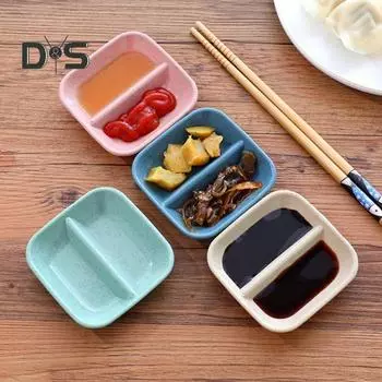 2 шт. блюдо для соуса с двойной решеткой, дизайн, многоцелевой, длительный срок службы, маленькое блюдо, приправа, соевый соус, посуда, использование бежевый