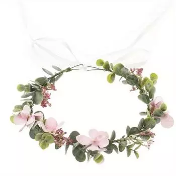 2 шт., богемный головной убор, свадебная зеленая корона из листьев, цветочная повязка на голову, реквизит для фотосъемки, свадебный ореол для девочки-цветочницы, реквизит для фотосъемки беременных белый