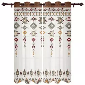 2 шт. Бохо Племенной Тотем оконные шторы Современные европейские шторы для спальни гостиной фоновые шторы W60xH100(CM)x2pcs&Hook