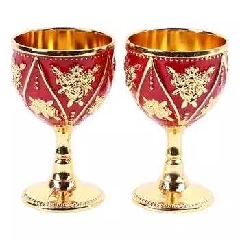 2 шт. бокал для вина изысканный 3D рельефный узор в виде розы декоративный винтажный бокал для вина золотисто-красный