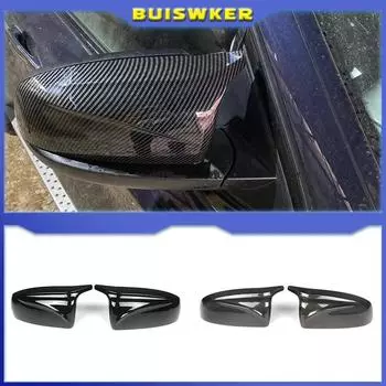 2 шт., боковое крыло заднего вида, модифицированный стиль автомобиля, ярко-черный карбоновый узор, накладки на зеркала для BMW X5 E70 X6 E71 2008-2013