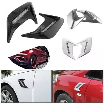 2 шт., боковое вентиляционное отверстие для автомобиля, модификация, вентиляционная решетка, спойлер, декоративная боковая крышка воздухозаборника, гоночная отделка капота чёрный