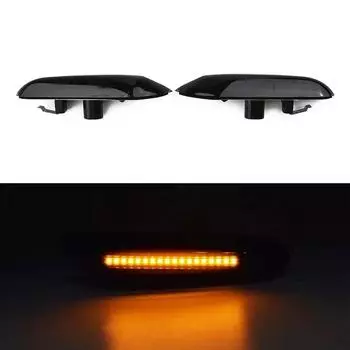 2 шт. Боковой габаритный фонарь для BMW E90 E92 E60 E87 E82, динамический светодиодный индикатор, дымчатые указатели поворота, янтарные 3000k фары CHINA