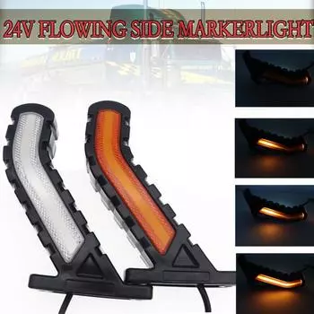 2 шт., боковой габаритный фонарь, сигнальный фонарь для грузовика, светодиодный неоновый световой бар 24 В, габаритный фонарь для грузовика, водонепроницаемый, тройной боковой фонарь, янтарный, красный, белый 24V жёлтый/белый