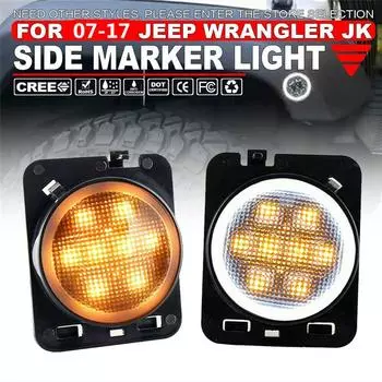 2 шт. боковые габаритные светодиодные фонари на переднее крыло с кольцом Halo для Jeep Wrangler JK 07-18