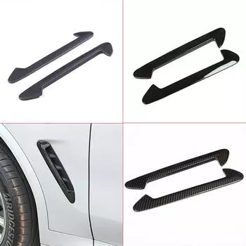 2 шт. Боковые воздушные крылья автомобиля отделка вентиляционных отверстий карбоновый узор глянцевый черный ABS для BMW X3 G01 X4 G02 2018-2024 #469811 углеродного волокна черного