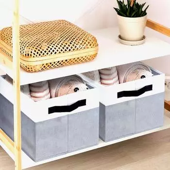 2 шт. большая корзина для хранения, органайзер для полки в шкафу с ручками, складной тканевый органайзер, одеяло для одежды, органайзер для хранения игрушек Pack of 2