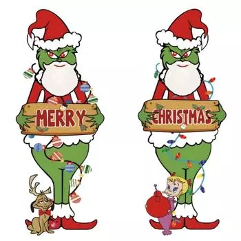 2 шт. Большие рождественские украшения для улицы, рождественские знаки для двора, украшения для улицы, товары для рождественской вечеринки, садовый двор с гирляндой ламп One Size