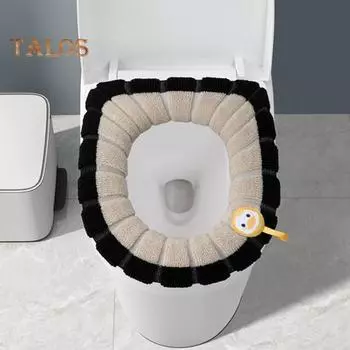 2 шт. более толстые моющиеся накладки на сиденье унитаза, теплая ткань с ручкой, пэчворк, цвет осень-зима, накладка на унитаз чёрный/жёлтый