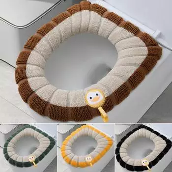 2 шт. более толстые моющиеся накладки на сиденье унитаза, теплая ткань с ручкой, пэчворк, цвет осень-зима, накладка на унитаз