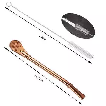 2 шт. бомбилья из нержавеющей стали для заваривания чая Yerba Mate, ложки для питья, фильтры, соломинки для помешивания, щетка для чистки