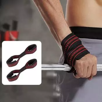 2 шт. браслет для тяжелой атлетики мужские фитнес-усилители для тяжелой атлетики противоскользящие ремни на запястьях перчатки для штанги гантели регулируемые фитнес-ленты M (72x3.8cm) чёрный