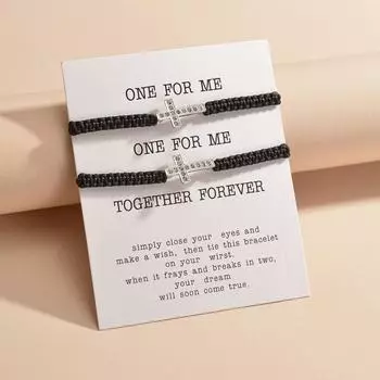 2 шт. Браслет-крестик для дружбы, черная веревка, плетеный браслет, подвеска-крест, регулируемый, ручная работа, парные браслеты для женщин и мужчин