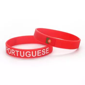 2 шт. Браслет с флагом Португалии Флаги стран Силиконовый браслет Мужчины Женщины Эластичная резинка Португальский спортивный ремешок на запястье Модные аксессуары 2pcs